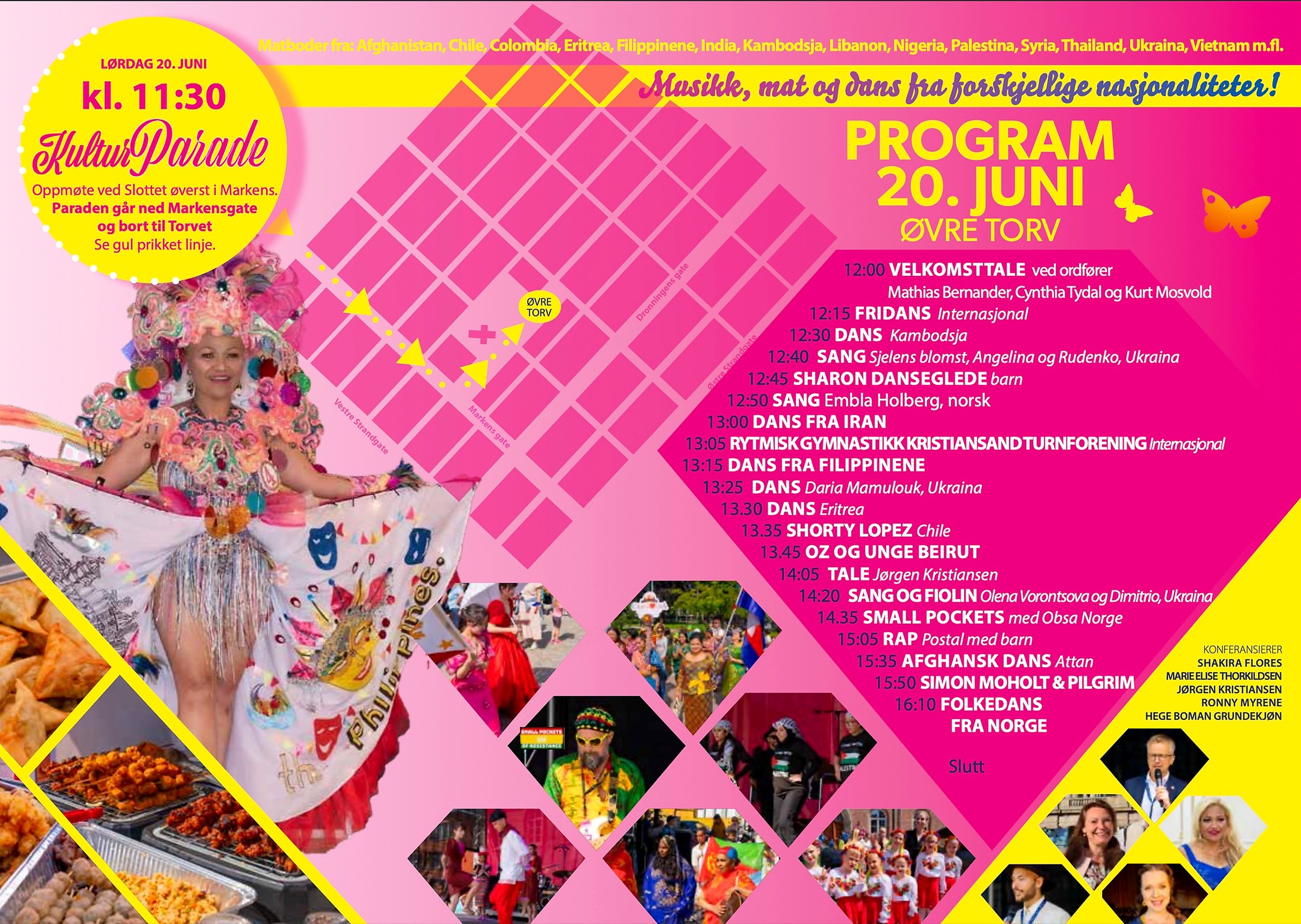 Program – Den Internasjonale Kulturfestivalen, lørdag 20. juni 2026, Øvre Torv i Kristiansand